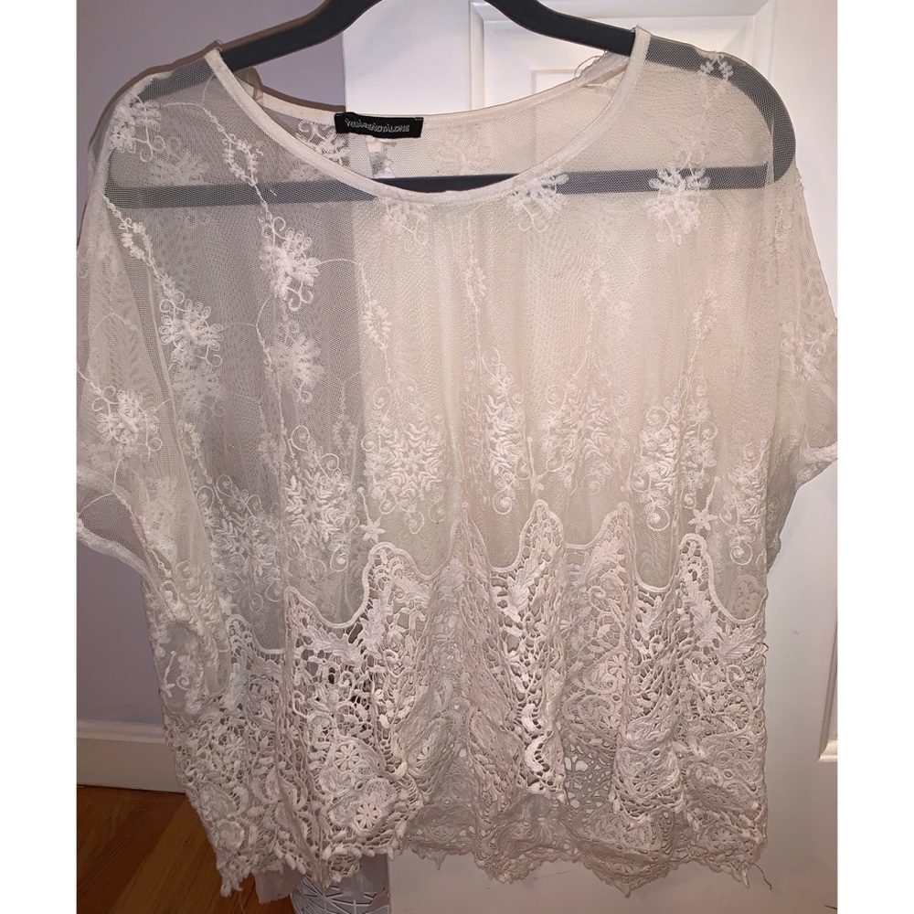 Flowy lace sheer shirt